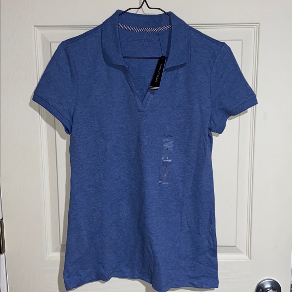 Nautical Blue Collared Short Sleeve Shirt …